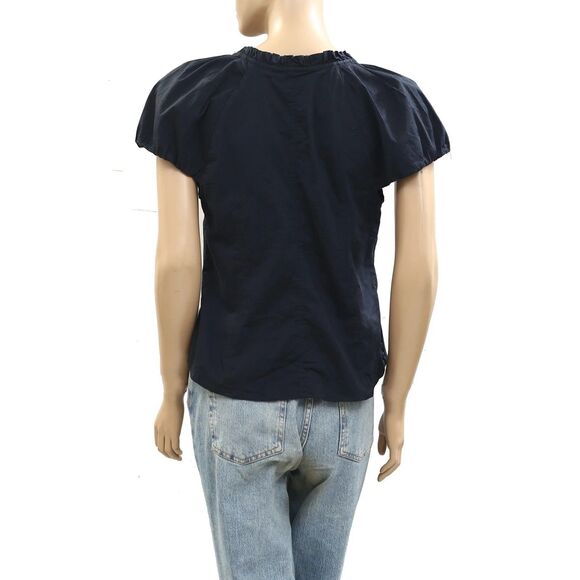 Free People Summer Short Sleeve Blouse Shirt Top Black Sweetheart M NWT 284605 - Picture 6 of 7